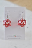 Novelty D20 Dice Movie Game Dangle Earrings - Red