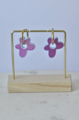 Flower Hoop Drop Earrings