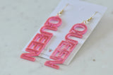 Acrylic Perspex Laser Cut Lightning Bolt Drop Earrings - Pink