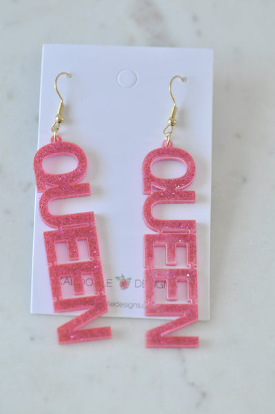 Acrylic Perspex Laser Cut Lightning Bolt Drop Earrings - Pink