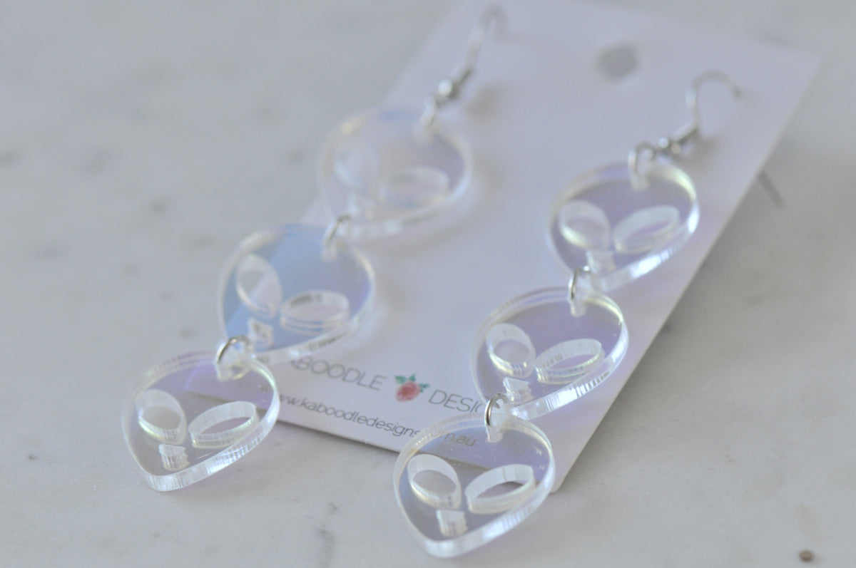 Acrylic Halloween Alien UFO Translucent Drop Dangle Earrings