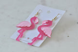 Acrylic Perspex Flamingo Drop Earrings
