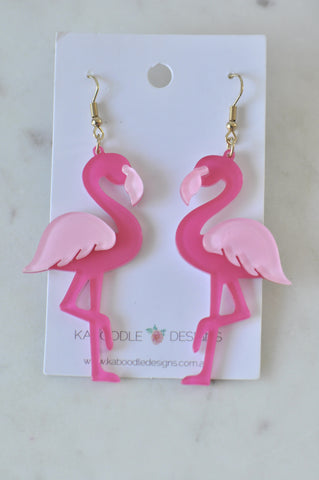 Acrylic Perspex Flamingo Drop Earrings