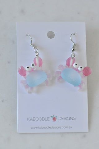 Acrylic Crab Ocean Beach Novelty Dangle Drop Earrings