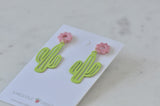 Cactus Desert Outback Flower Drop Dangle Earrings