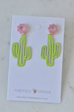 Cactus Desert Outback Flower Drop Dangle Earrings