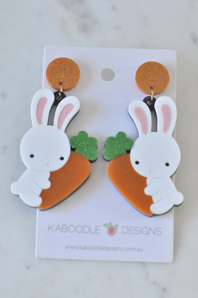 Acrylic Bunny Rabbit Carrot Drop Dangle Earrings
