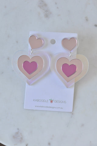 *** Acrylic Heart Drop Dangle Earrings