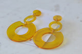 Acrylic Geometric Circle Transparent Yellow Earrings