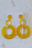 Acrylic Geometric Circle Transparent Yellow Earrings