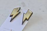 Acrylic Perspex Laser Cut Lightning Bolt Stud Earrings - Mirror Gold