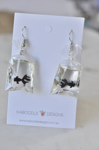 Novelty Resin Goldfish Gold Fish Bag Dangle Earrings