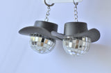 Disco Ball and Black Cowboy Hat Drop Earring