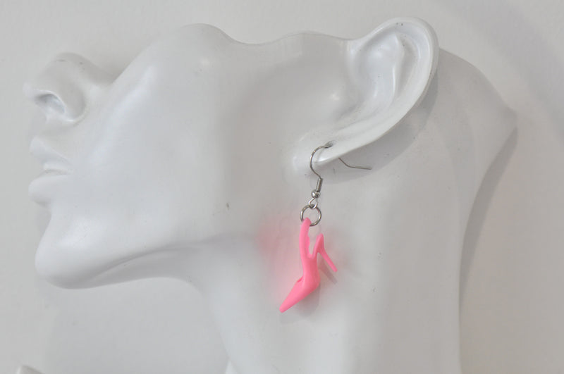 Doll Hot Pink Shoes Heels Stilettos Drop Earring