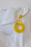 Acrylic Geometric Circle Transparent Yellow Earrings