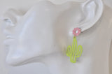 Cactus Desert Outback Flower Drop Dangle Earrings