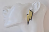Acrylic Perspex Laser Cut Lightning Bolt Stud Earrings - Mirror Gold