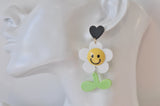 Acrylic Daisy Flower Smiley Face Happy Smile Drop Dangle Earrings