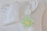 Acrylic Daisy Flower Drop Dangle Earrings - Green