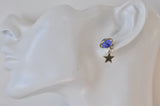 Astronaut Moon Star Saturn Galaxy Universe Stud Drop Earrings - Blue