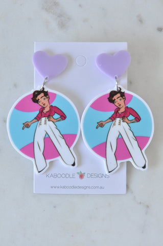 Acrylic HS Harry Styles Illustration Drop Earrings