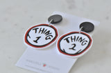 Dr Seuss Inspired Thing 1 and Thing 2 Novelty Fun Teacher Dangle Earrings