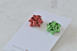 Christmas Present Gift Ribbon Novelty Fun Stud Earrings