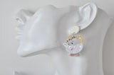 Acrylic Mrs Potts Fairy Tale Glitter Heart Shaker Cartoon Dangle Earrings
