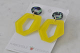Acrylic Geometric Yellow Dangle Drop Earrings