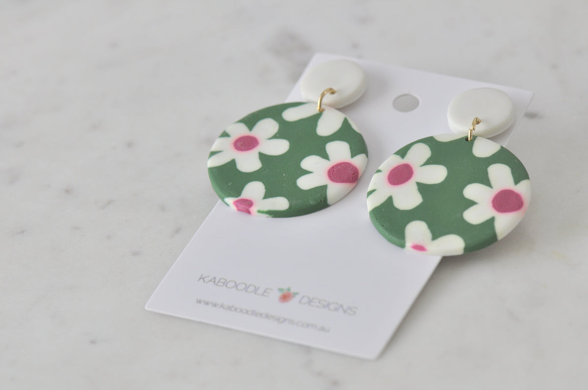 Clay Flowers Drop Dangle Earrings