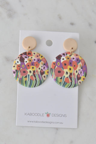 Clay Field of Flowers Drop Dangle Earrings
