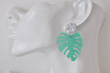 Acrylic Monstera Leaf Drop Earrings