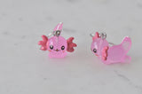 Axolotl Dangle Drop Earrings - Pink