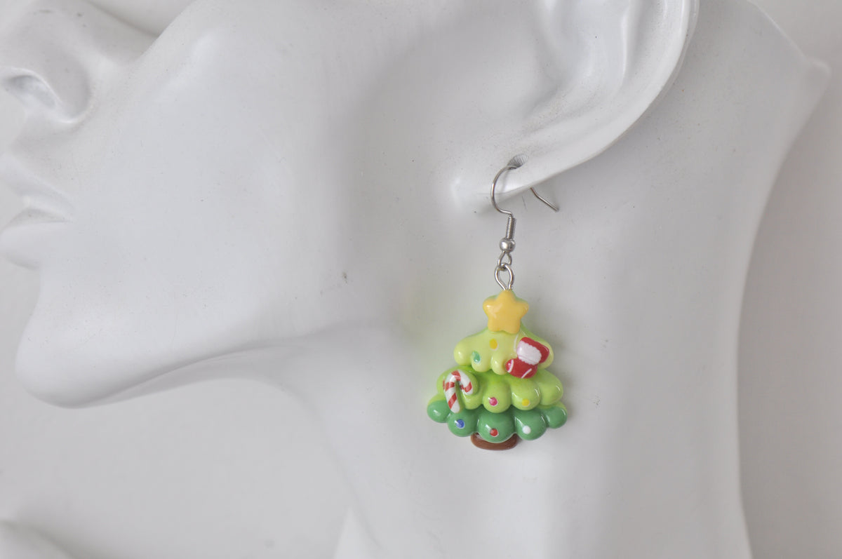 Christmas Tree and Calendar Novelty Dangle Drop Earrings