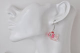 Axolotl Christmas Santa Hat Dangle Drop Earrings - Pink