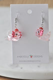 Axolotl Christmas Santa Hat Dangle Drop Earrings - Pink