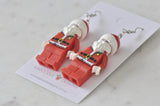 Acrylic Christmas Santa Hat Brick Novelty Drop Dangle Earrings