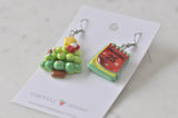 Christmas Tree and Calendar Novelty Dangle Drop Earrings