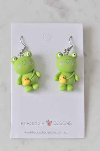 Frog Animal Duck Drop Dangle Earrings