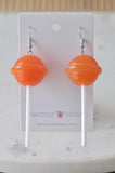 Lollipop Candy Novelty Fun Drop Dangle Earrings - Orange