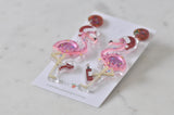 Acrylic Christmas Merry Christmas Xmas Flamingo Wine Drop Dangle Earrings