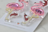 Acrylic Christmas Merry Christmas Xmas Flamingo Wine Drop Dangle Earrings