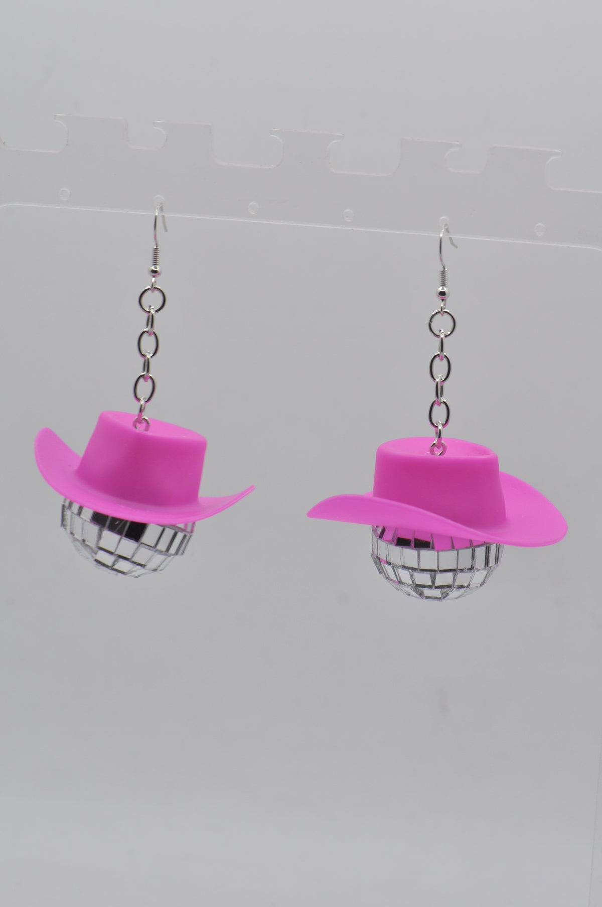 Hot Pink Disco Ball and Cowboy Hat Swiftie Concert Costume Drop Earring
