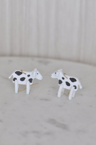 Novelty Cow Farm Animal Drop Dangle Earrings