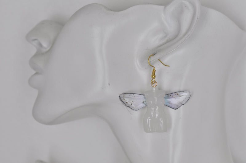 Butterfly Wings Woman Torso Whimsical Drop Dangle Earrings
