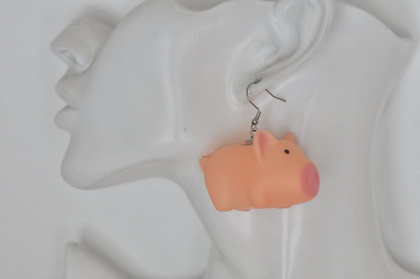 Novelty Pig Drop Dangle Earrings