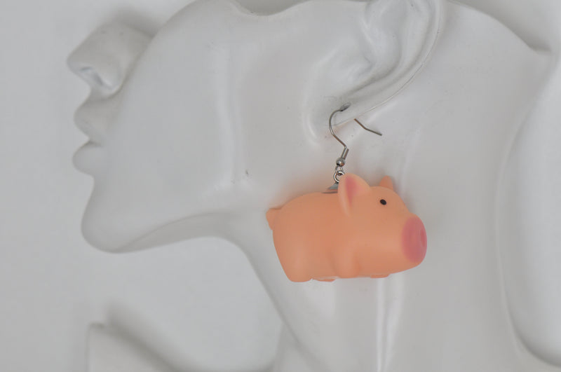 Novelty Pig Drop Dangle Earrings