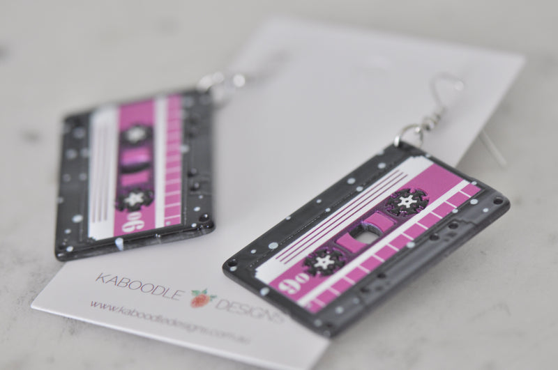 Acrylic Resin Retro Cassette Tape Drop Dangle Earrings