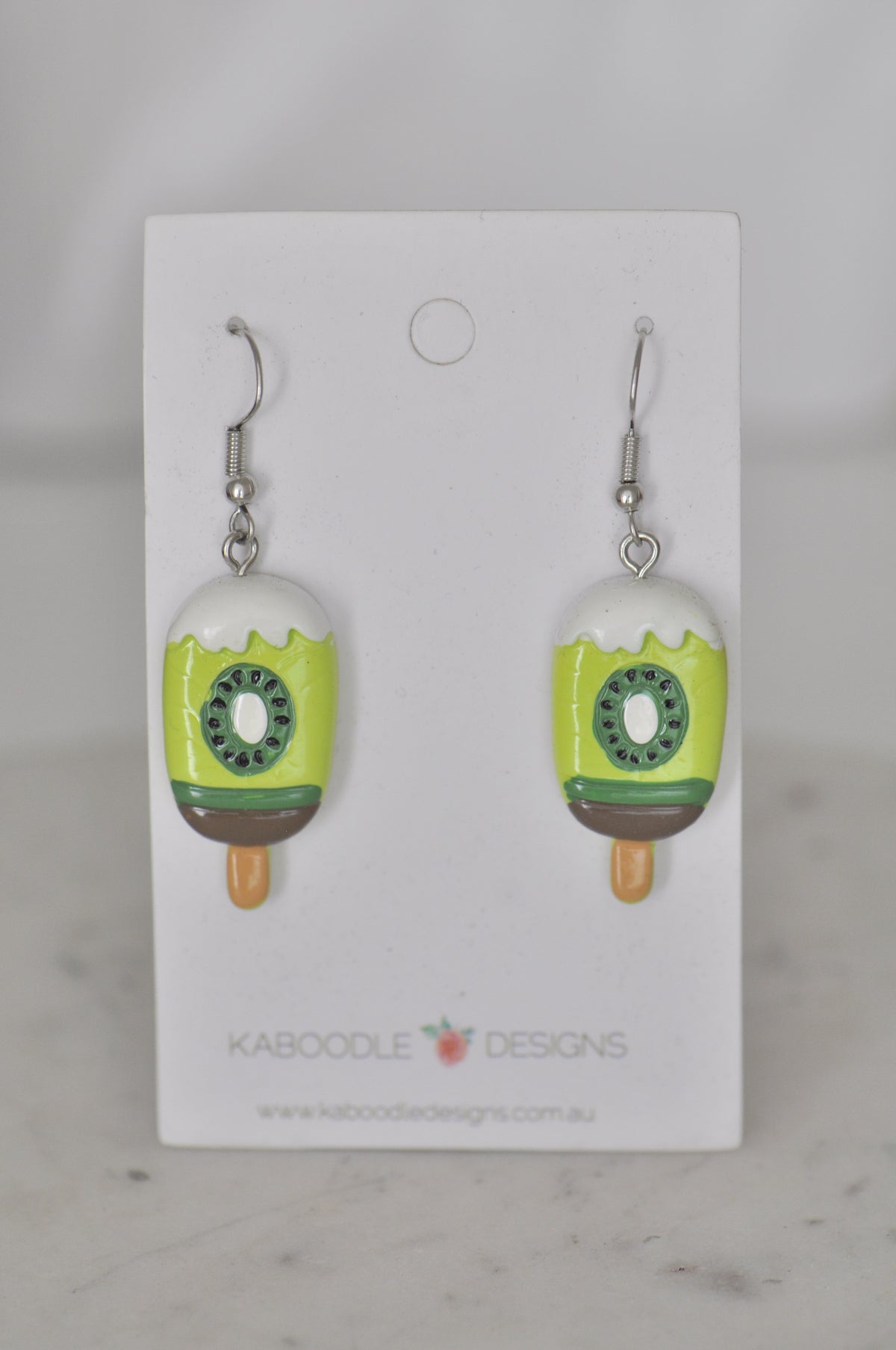 Kiwifruit Chinese Gooseberry Fruit Popsicle Ice Cream Drop Dangle Earrings