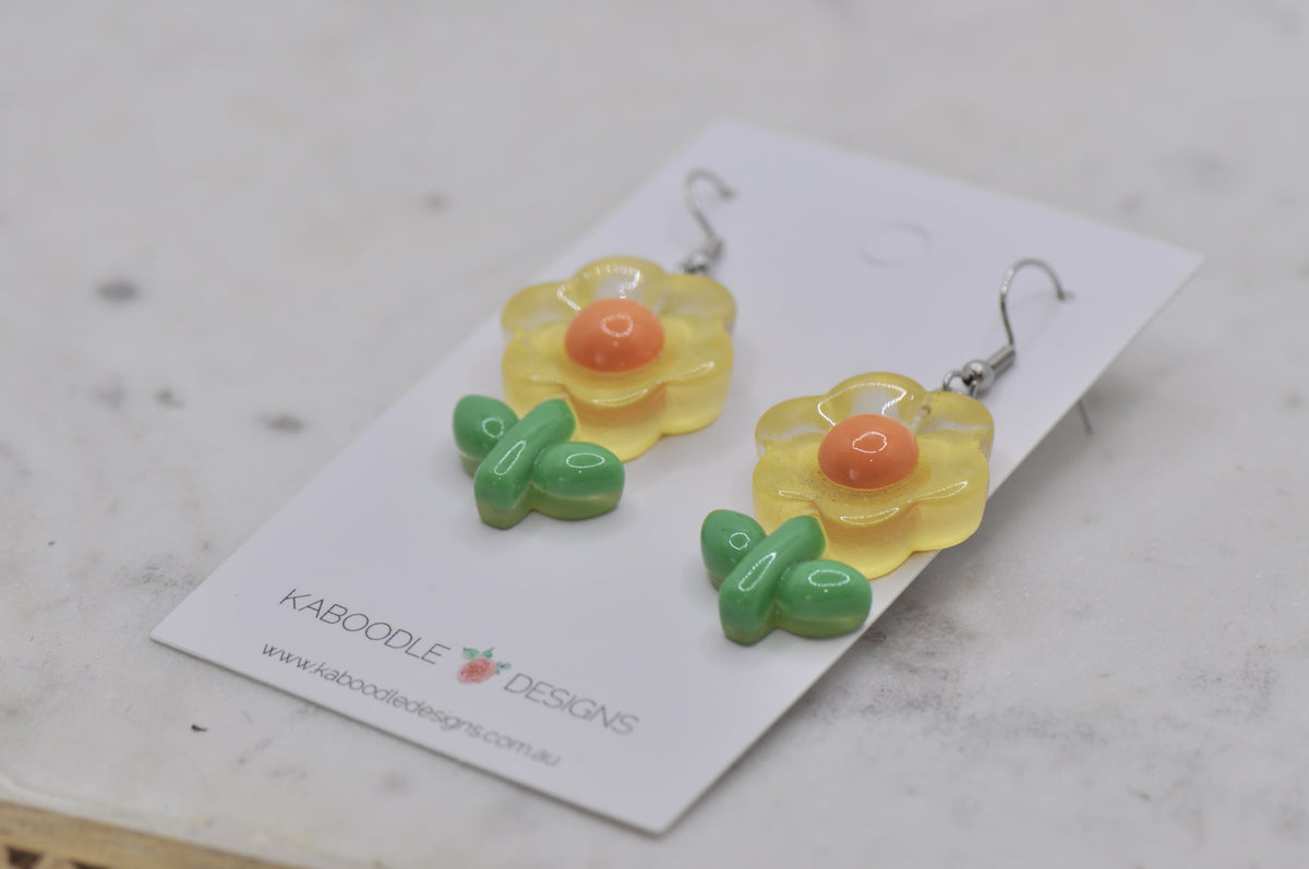 ***Yellow Flower Drop Dangle Earrings